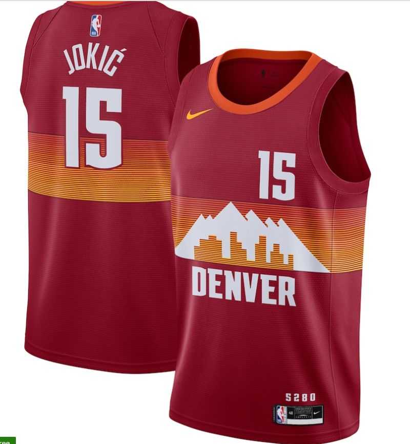 Men Denver Nuggets 15 Jokic red city Edition Nike NBA Jerseys